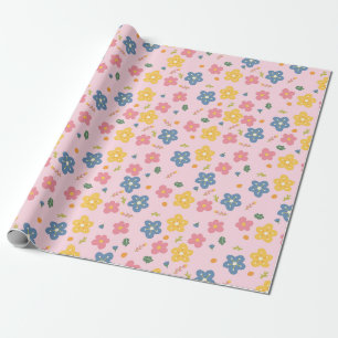 Elegante kleurrijke bloemenpatroon verjaardag cadeaupapier