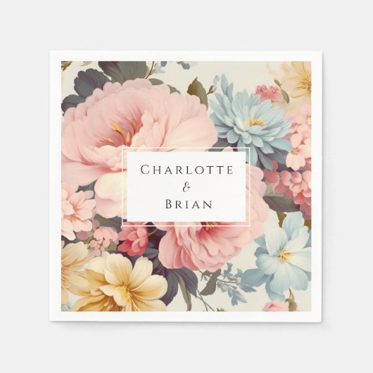 Elegante, kleurrijke,  bloemenservetbanden servet (Voorkant)