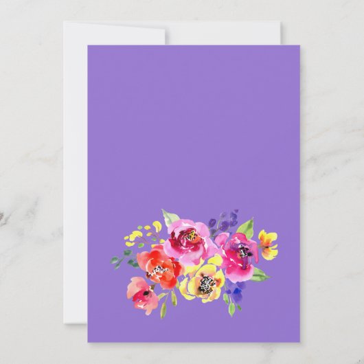 Elegante kleurrijke bloementuin bruids brunch kaart (Achterkant)