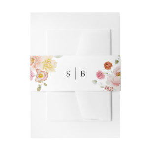 Elegante Kleurrijke Bloementuin Monogram Bruiloft Uitnodigingen Wikkel