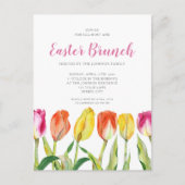 Elegante kleurrijke bloementulp Paasbrunch Uitnodiging Briefkaart (Voorkant)