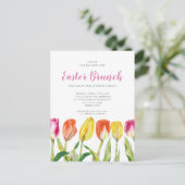 Elegante kleurrijke bloementulp Paasbrunch Uitnodiging Briefkaart (Staand voorkant)