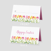 Elegante kleurrijke bloementulpen Happy Easter Plaatskaartje