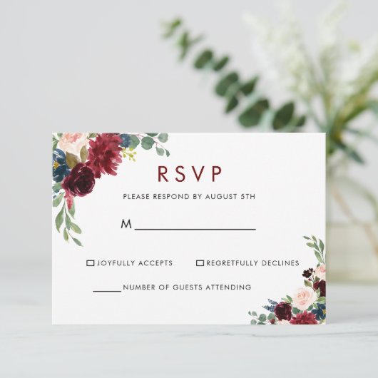 Elegante Kleurrijke Bloemige RSVP (Staand voorkant)