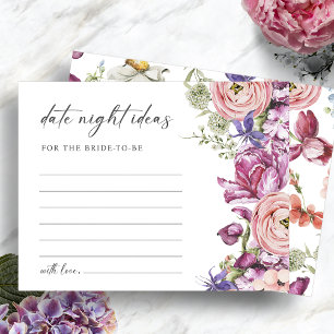 Elegante Kleurrijke Bloemrijke Datum Avondkaart