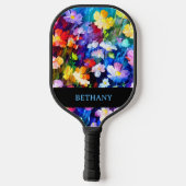 Elegante Kleurrijke Bloemrijke Gepersonaliseerde Pickleball Paddle (Achterkant)