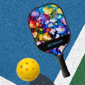 Elegante Kleurrijke Bloemrijke Gepersonaliseerde Pickleball Paddle