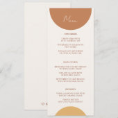 Elegante Kleurrijke Boho Retro Boog Bruiloft Diner Menu (Voorkant / Achterkant)
