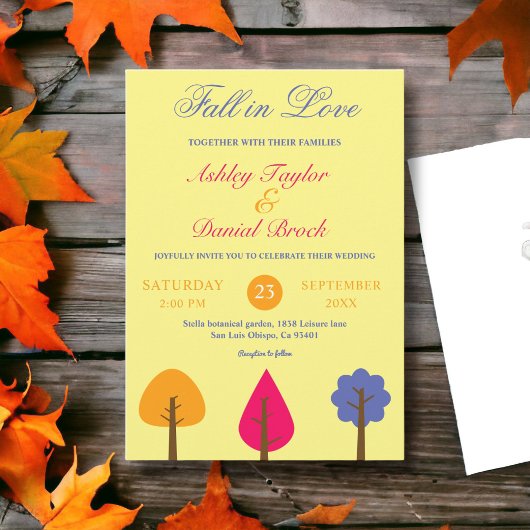 Elegante Kleurrijke Bomen Herfst in Liefde Rustiek Kaart