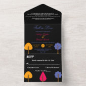 Elegante Kleurrijke Bomen Rustieke Zwarte Herfst B All In One Uitnodiging (Binnen)