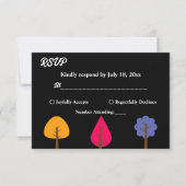 Elegante Kleurrijke Bomen Rustieke Zwarte Herfst B RSVP Kaartje (Voorkant)