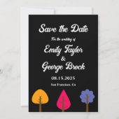 Elegante Kleurrijke Bomen Rustieke Zwarte Herfst B Save The Date (Voorkant)