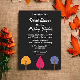 Elegante Kleurrijke Bomen Zwart Herfst Vrijgezelle Kaart