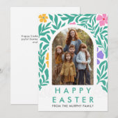Elegante Kleurrijke Boog Bloemrijke Paas Familie F Feestdagenkaart (Voorkant / Achterkant)