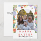 Elegante Kleurrijke Boog Bloemrijke Pasen Familie  Feestdagenkaart (Voorkant / Achterkant)