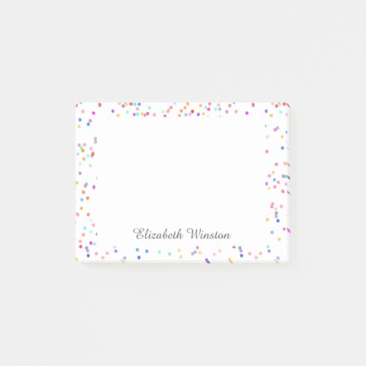 Elegante kleurrijke confetti gepersonaliseerd post-it® notes (Voorkant)