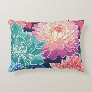 Elegante kleurrijke Dahlia bloemen op donkere acht Accent Kussen