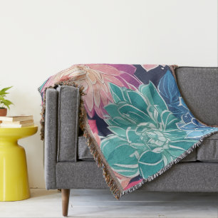 Elegante kleurrijke Dahlia bloemen op donkere acht Deken