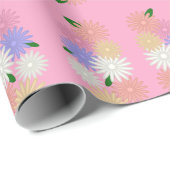 Elegante, kleurrijke Daisy Flower Art, Anjer Roze Cadeaupapier (Rol Hoek)