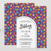 Elegante kleurrijke decoratieve patroon bruiloft kaart (Voorkant / Achterkant)