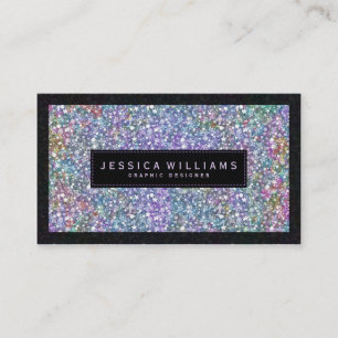 Elegante Kleurrijke Faux Glitter & Sparkles Print Visitekaartje