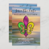 Elegante kleurrijke Fleur de Lis design uitnodigin Kaart (Voorkant / Achterkant)