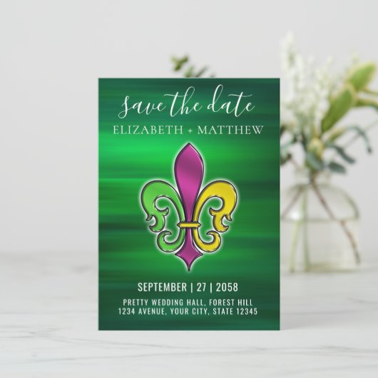 Elegante kleurrijke Fleur de Lis design uitnodigin Kaart (Staand voorkant)