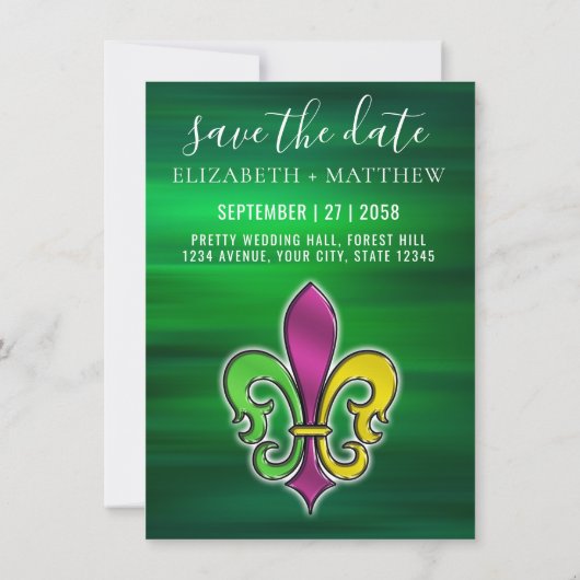 Elegante kleurrijke Fleur de Lis design uitnodigin Kaart (Achterkant)