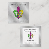 Elegante Kleurrijke Fleur de Lis Ontwerp Visitekaa Vierkante Visitekaartje (Voorkant / Achterkant)