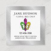 Elegante Kleurrijke Fleur de Lis Ontwerp Visitekaa Vierkante Visitekaartje (Achterkant)