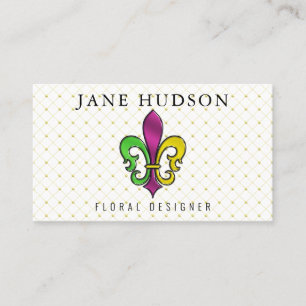 Elegante Kleurrijke Fleur de Lis Ontwerp Visitekaa Visitekaartje