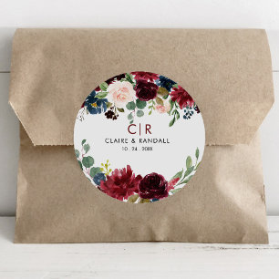 Elegante Kleurrijke Floral Delight Bruiloft Ronde Sticker
