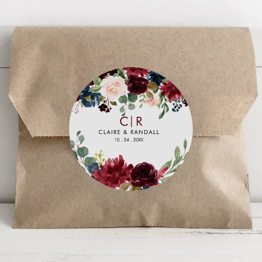 Elegante Kleurrijke Floral Delight Bruiloft Ronde Sticker