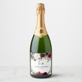 Elegante Kleurrijke Floral Delight Bruiloft Sparkling Wijnetiket (Voorkant)
