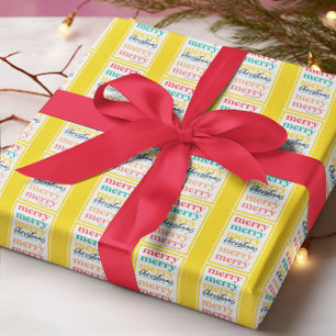 Elegante Kleurrijke Gele Gouden Sterren Prettig Ke Cadeaupapier