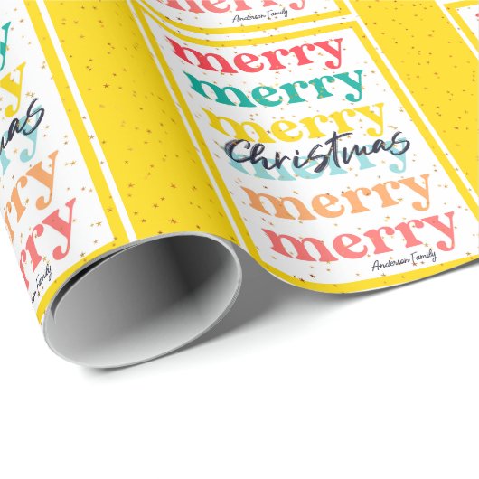 Elegante Kleurrijke Gele Gouden Sterren Vrolijke K Cadeaupapier (Rol Hoek)