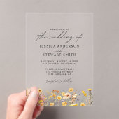 Elegante kleurrijke gele wilde bloemen bruiloft acryl uitnodigingen (Insitu (Draagbaar))