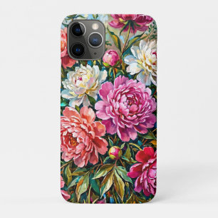 Elegante Kleurrijke Geschilderde Pioen Bloemen Case-Mate iPhone Case