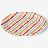 Elegante kleurrijke gestreepte retro Modern Papieren Bordje (Gekanteld)