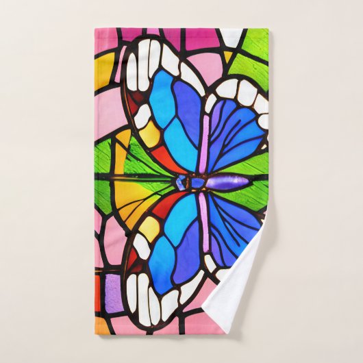 Elegante kleurrijke Glas in lood mozaïek vlinder Bad Handdoek (Handdoek)