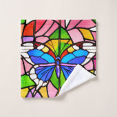 Elegante kleurrijke Glas in lood mozaïek vlinder Bad Handdoek (Wasdoekje)