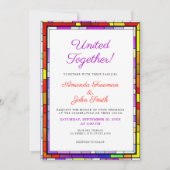 Elegante Kleurrijke Glazen in lood Bruiloft Kaart (Voorkant)