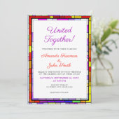 Elegante Kleurrijke Glazen in lood Bruiloft Kaart (Staand voorkant)