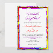 Elegante Kleurrijke Glazen in lood Bruiloft Kaart (Voorkant / Achterkant)