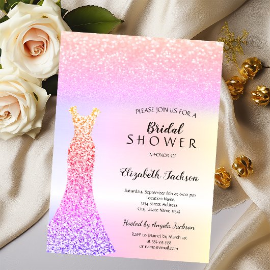 Elegante Kleurrijke Glitter Bokeh Dress Vrijgezell Kaart