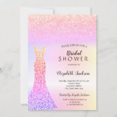 Elegante Kleurrijke Glitter Bokeh Dress Vrijgezell Kaart (Voorkant)