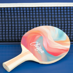 Elegante kleurrijke golven scriptnaam tafeltennisbatje