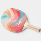 Elegante kleurrijke golven scriptnaam tafeltennisbatje (Zijkant)