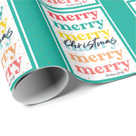 Elegante Kleurrijke Groen Gouden Sterren Vrolijk K Cadeaupapier (Rol Hoek)