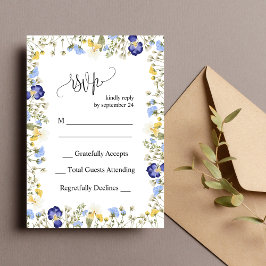 Elegante Kleurrijke Herfst Bloemige Trouw RSVP Kaa Kaart